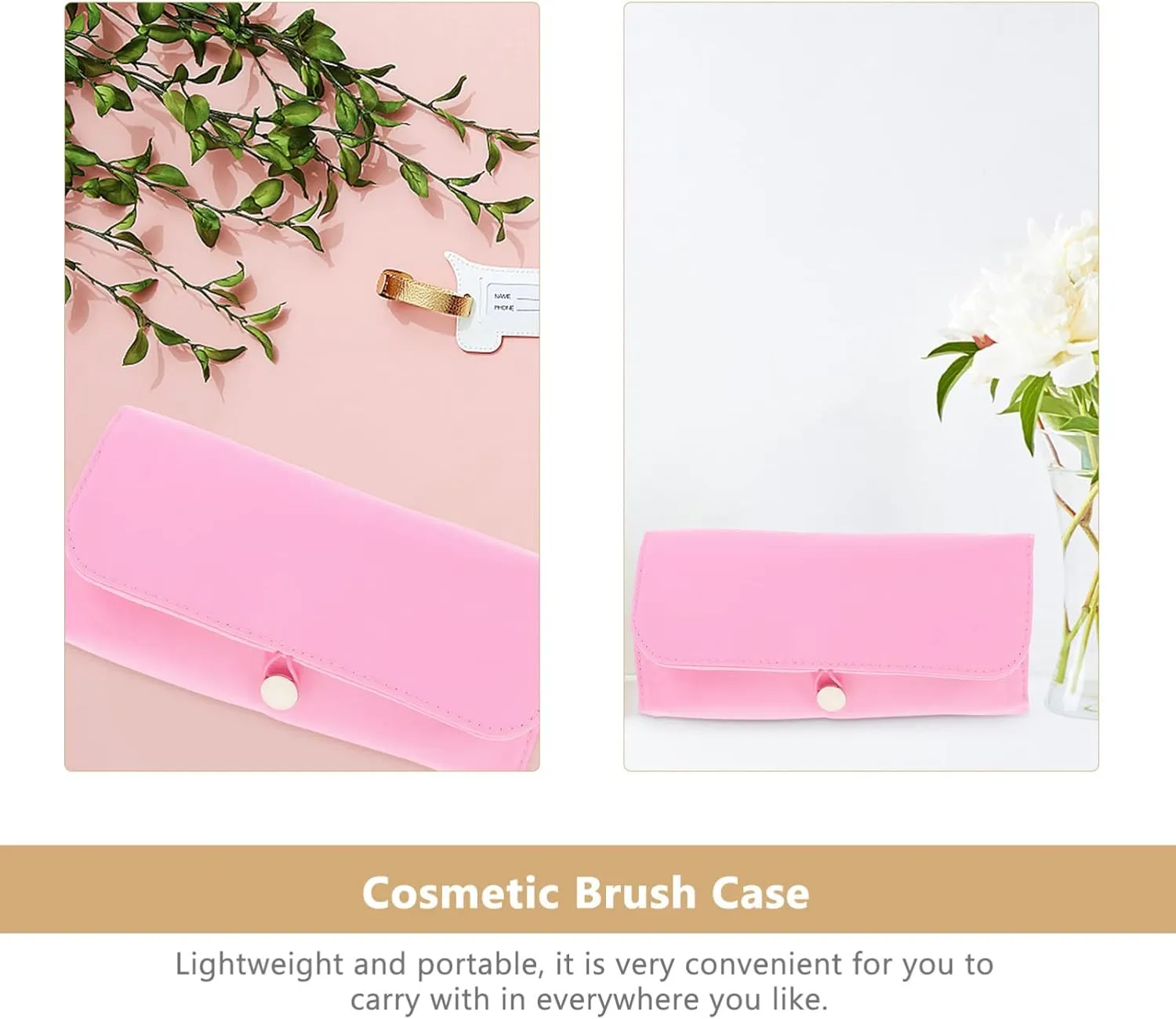 DOITOOL Portable Makeup Brush Rolling Bag Cosmetic Brush Holder for Travel Storage Organizer Elegant Design for Makeup Tools and Cosmetics