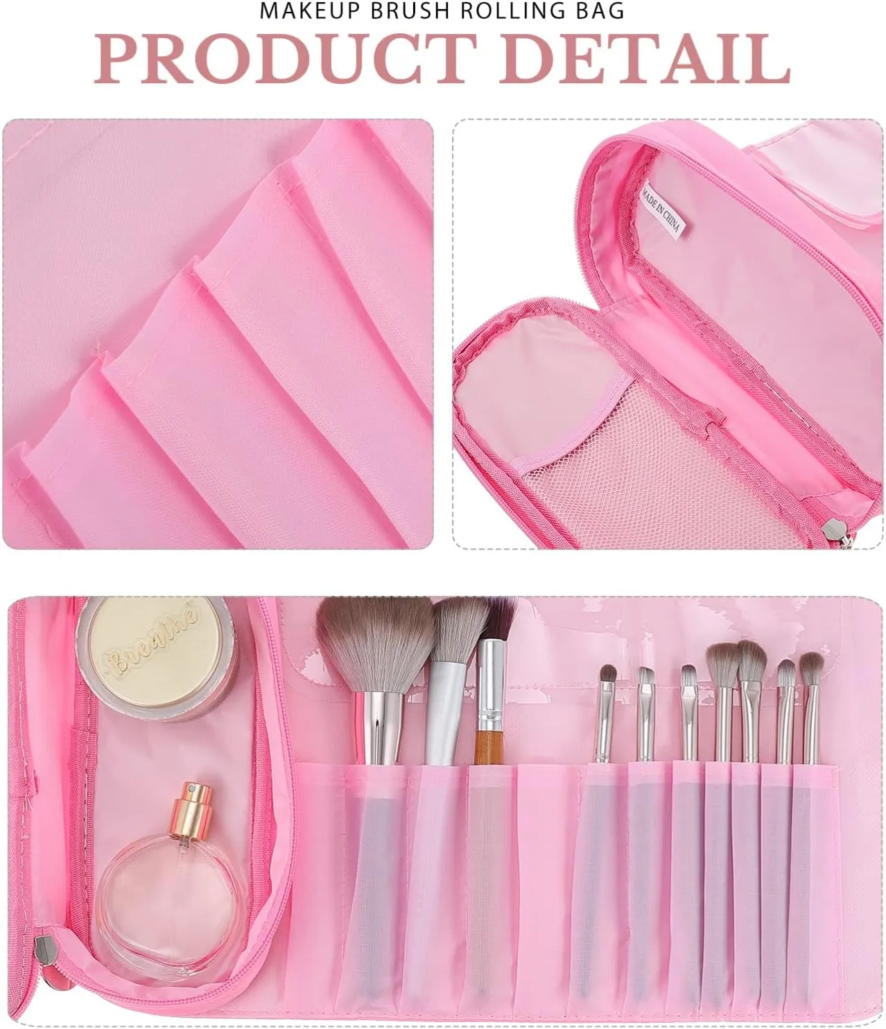 DOITOOL Portable Makeup Brush Rolling Bag Cosmetic Brush Holder for Travel Storage Organizer Elegant Design for Makeup Tools and Cosmetics