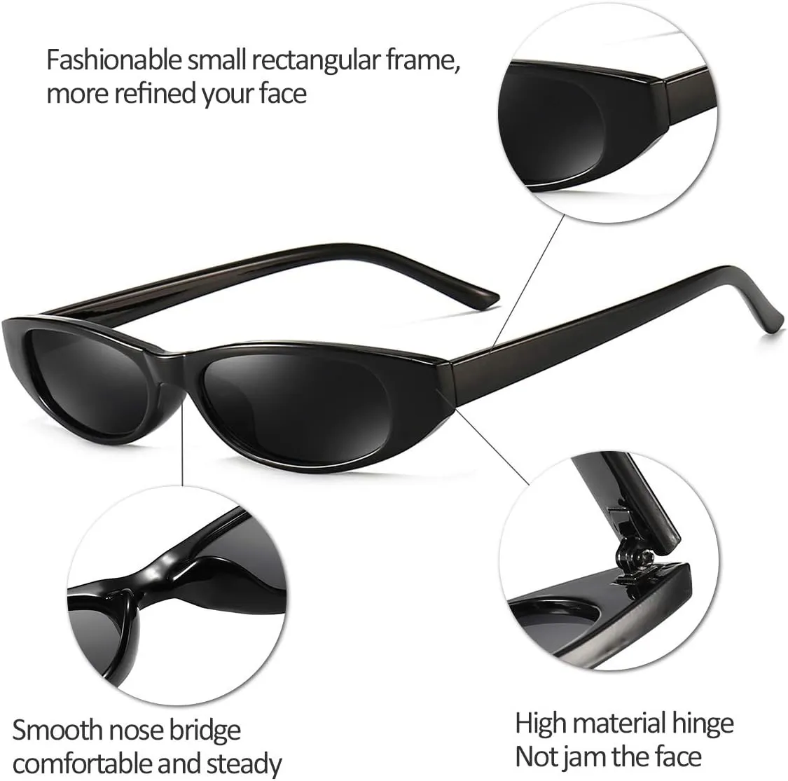 Dollger Retro Rectangle Sunglasses for Women Small Clout Goggles Fashion Designer Cool Square Shades