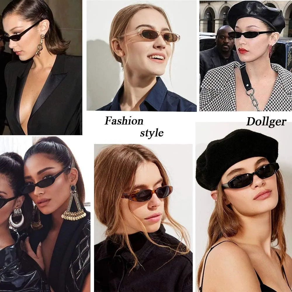 Dollger Retro Rectangle Sunglasses for Women Small Clout Goggles Fashion Designer Cool Square Shades