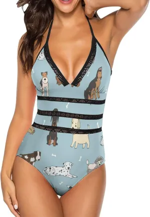 Donnapink Women One-Piece V-Neck Swimsuit Sexy Backless Soft Bikini Beach Vacation S-XXL