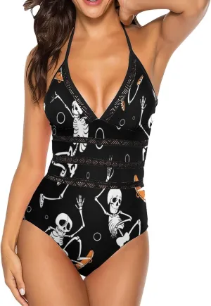 Donnapink Women One-Piece V-Neck Swimsuit Sexy Backless Soft Bikini Beach Vacation S-XXL