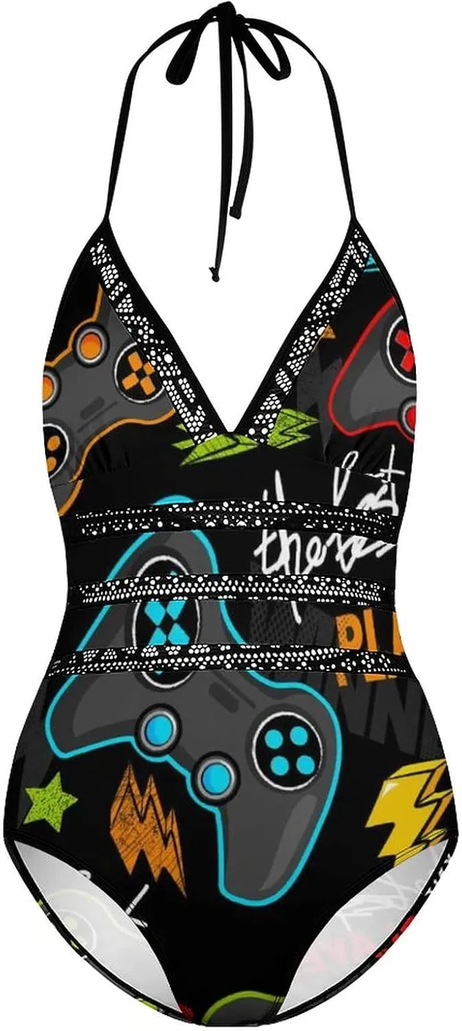Donnapink Women One-Piece V-Neck Swimsuit Sexy Backless Soft Bikini Beach Vacation S-XXL