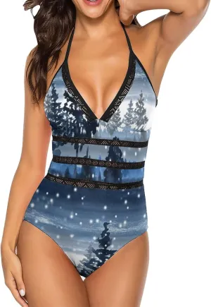 Donnapink Women One-Piece V-Neck Swimsuit Sexy Backless Soft Bikini Beach Vacation S-XXL