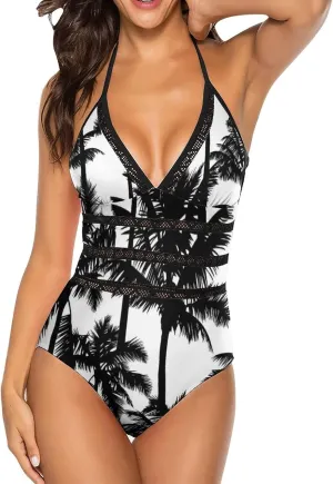 Donnapink Women One-Piece V-Neck Swimsuit Sexy Backless Soft Bikini Beach Vacation S-XXL