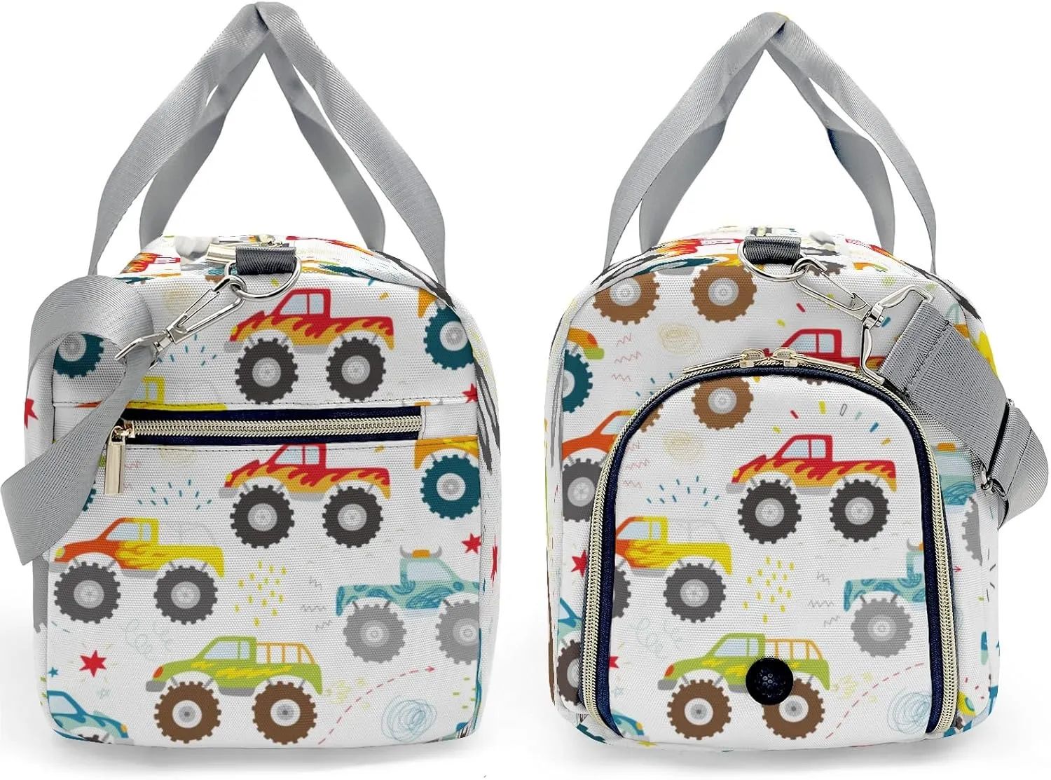 Doodle Monster Truck Personalized Gym Dance Bag for Girls Boys,Custom Name Sport Duffel Bag Weekender Bags Carry On Travel Duffel Bag