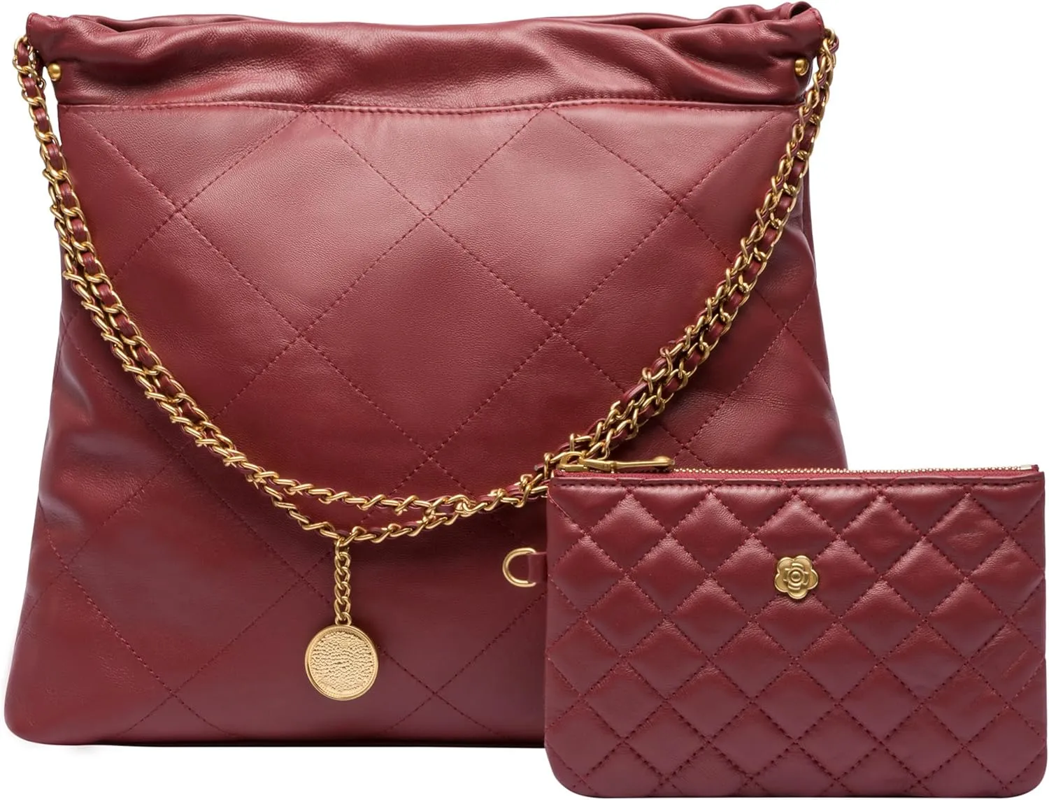 DORIS&JACKY Quilted Tote Bag Set For Women Soft Lambskin Shoulder Purse And Large Leather Work Handbag With 1 Small Clutch