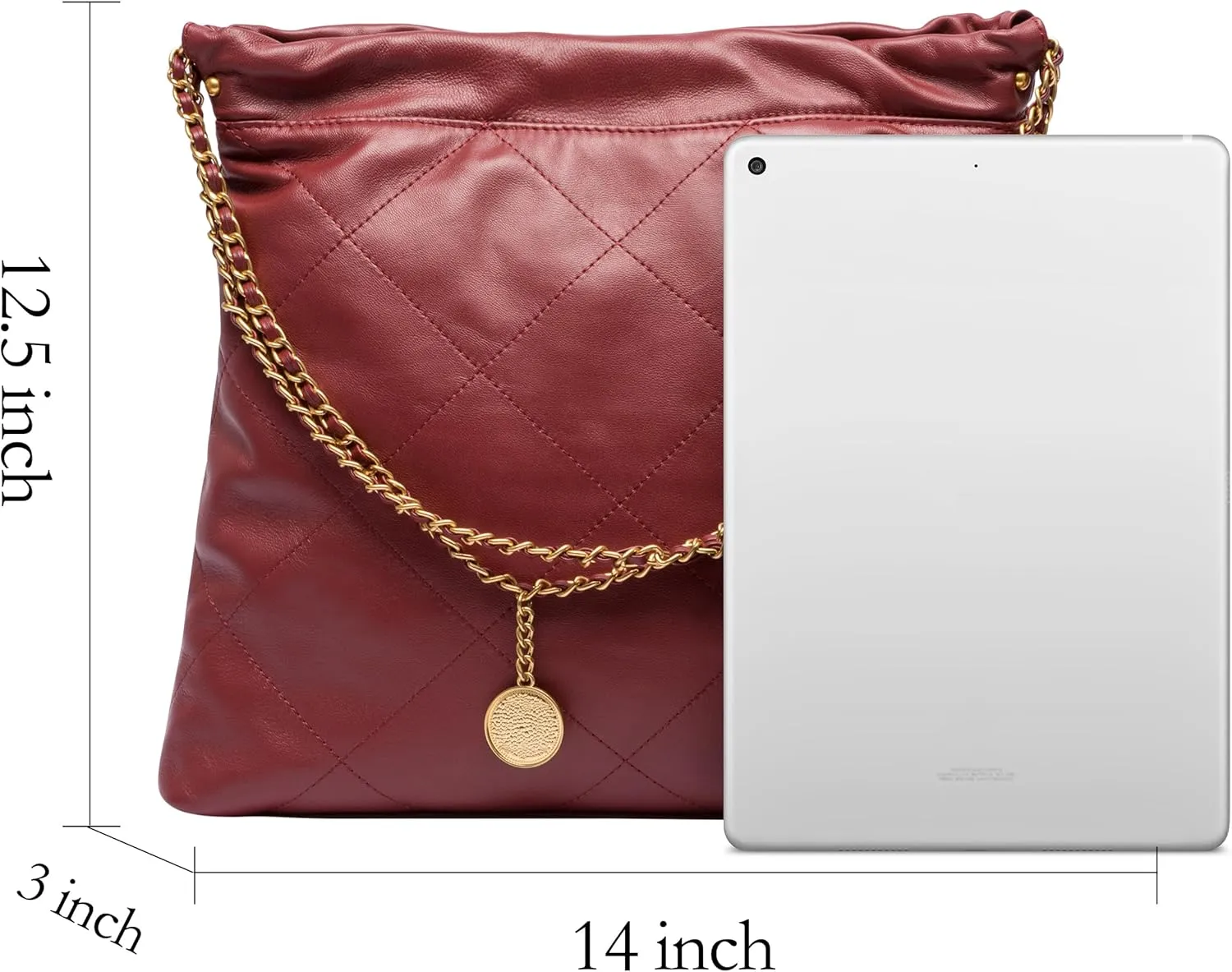 DORIS&JACKY Quilted Tote Bag Set For Women Soft Lambskin Shoulder Purse And Large Leather Work Handbag With 1 Small Clutch