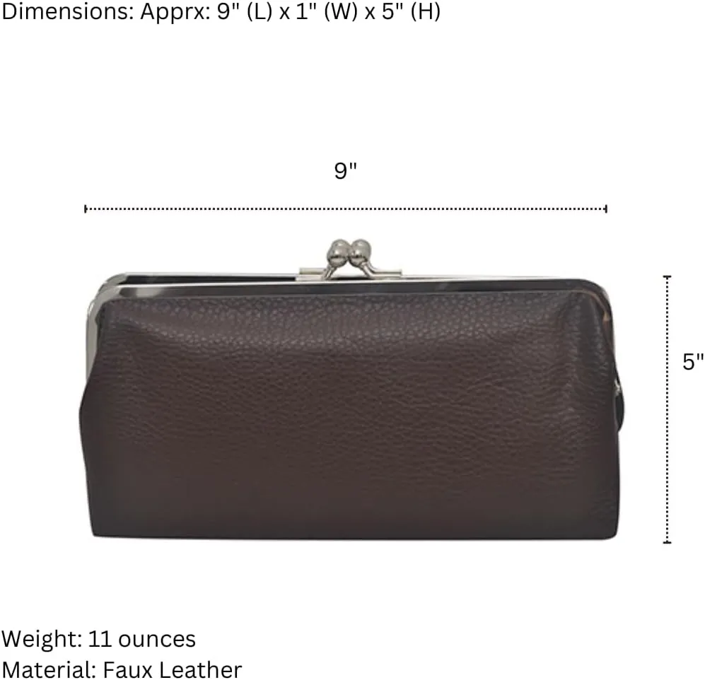 Double Frame Vintage Style Clutch Purse, Women's Travel Wallet