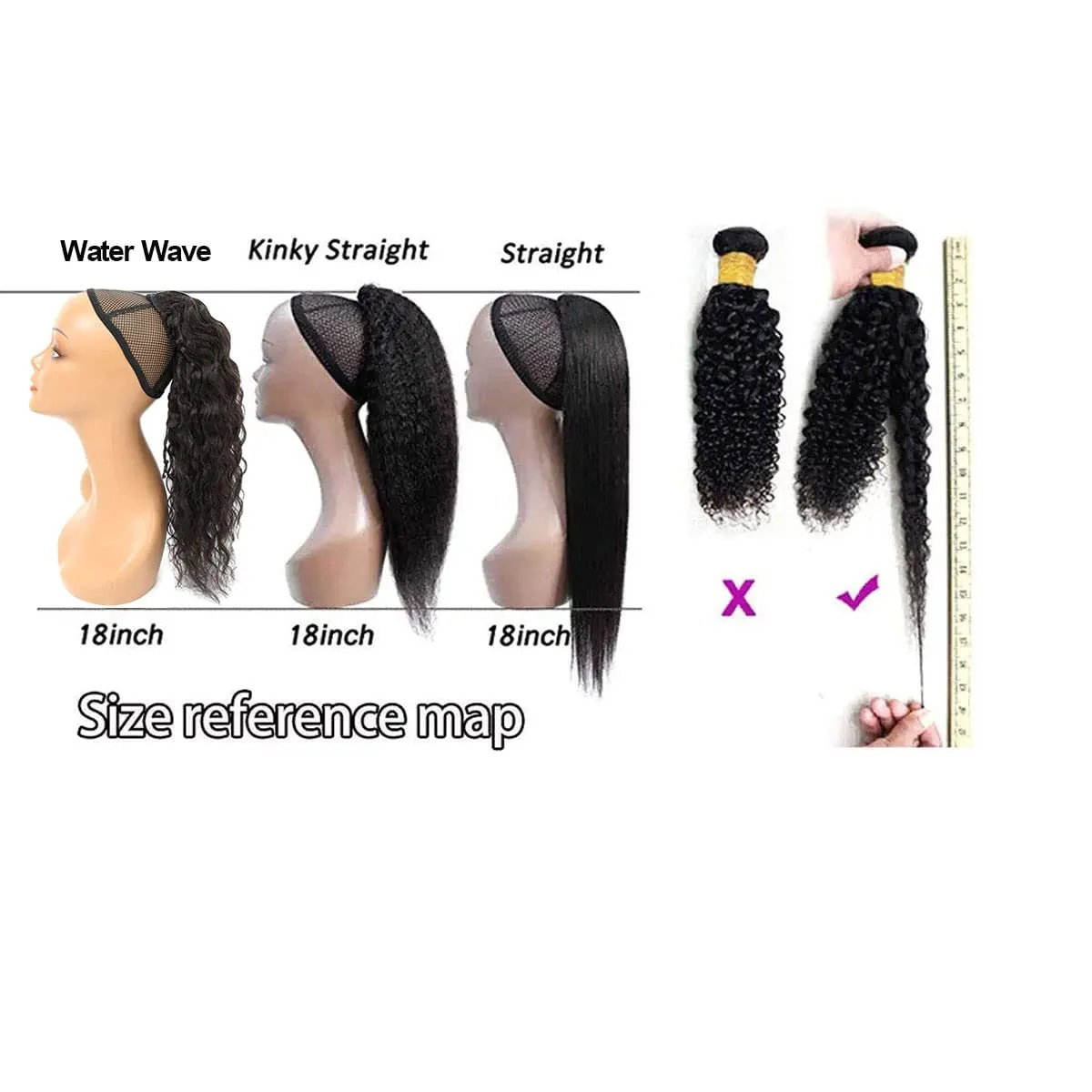 Drawstring Ponytail Water Wave Human Hair Clip in Hair Extension Curly Wave Natural Black 100% Brazilian Human Hair Ponytails Afro for Black Women Ponytail (16 Inches,115g)