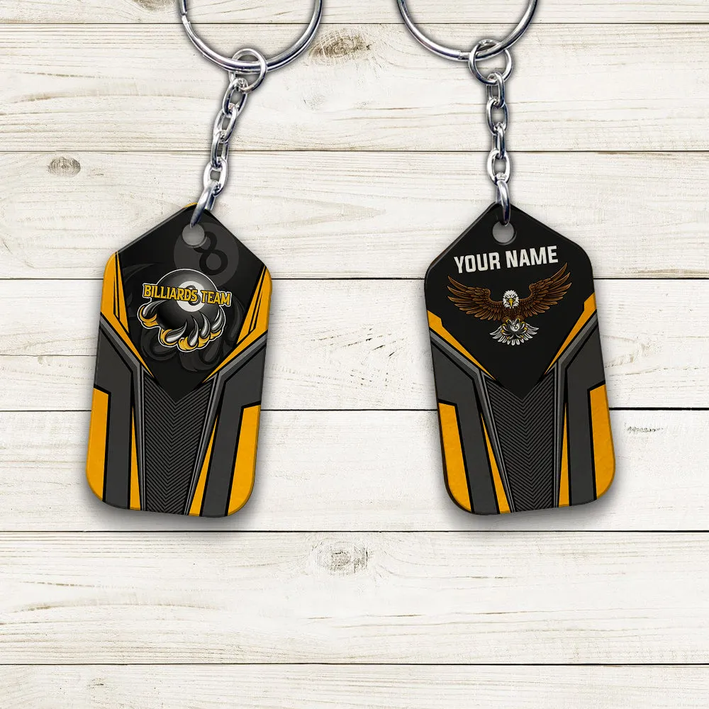 Eagle Billiards Teams 8 Ball Personalized Name Keychain Gift For Billiard Players