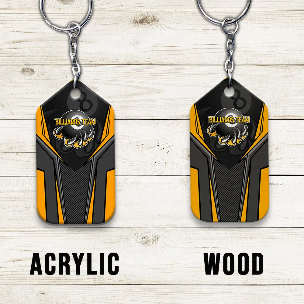 Eagle Billiards Teams 8 Ball Personalized Name Keychain Gift For Billiard Players