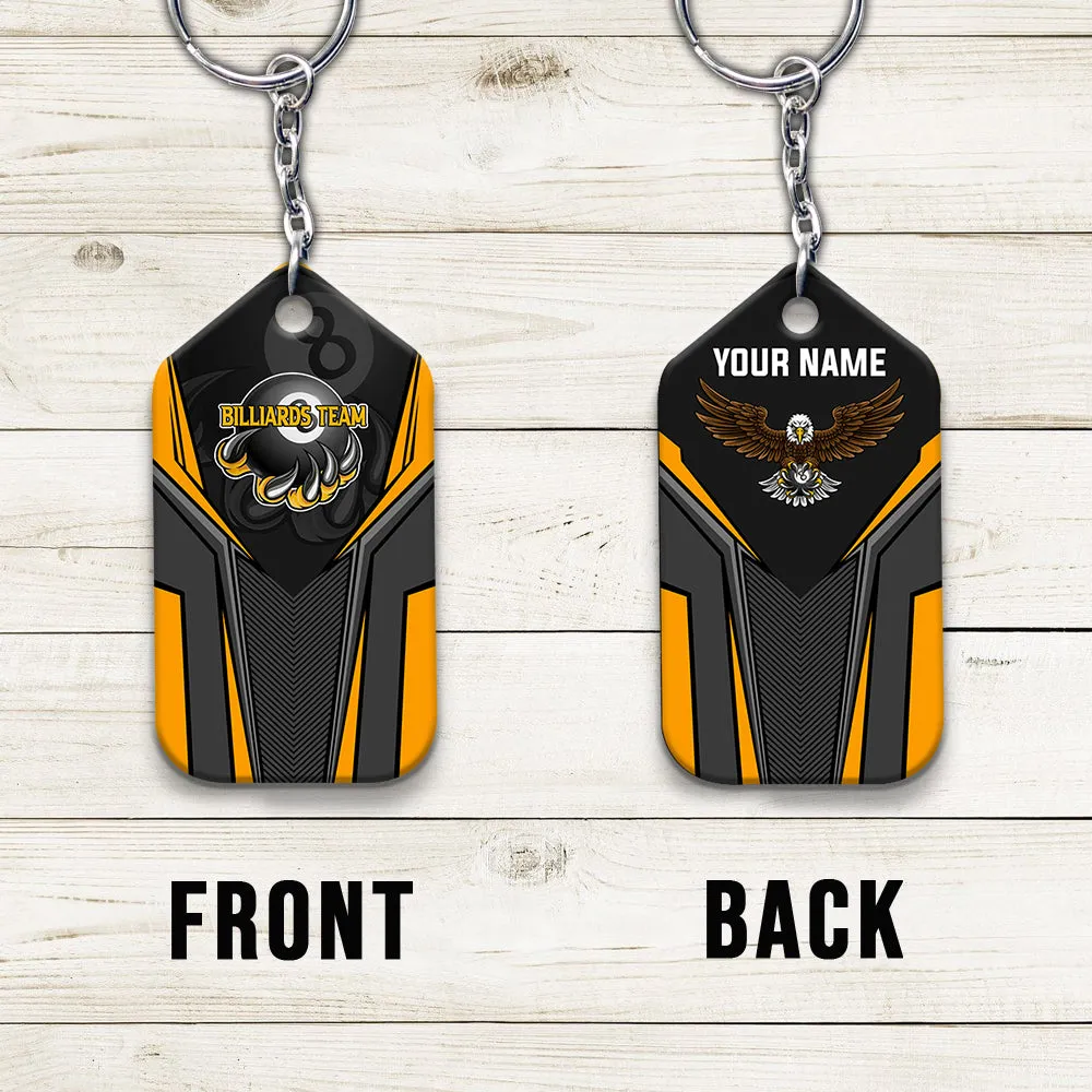 Eagle Billiards Teams 8 Ball Personalized Name Keychain Gift For Billiard Players