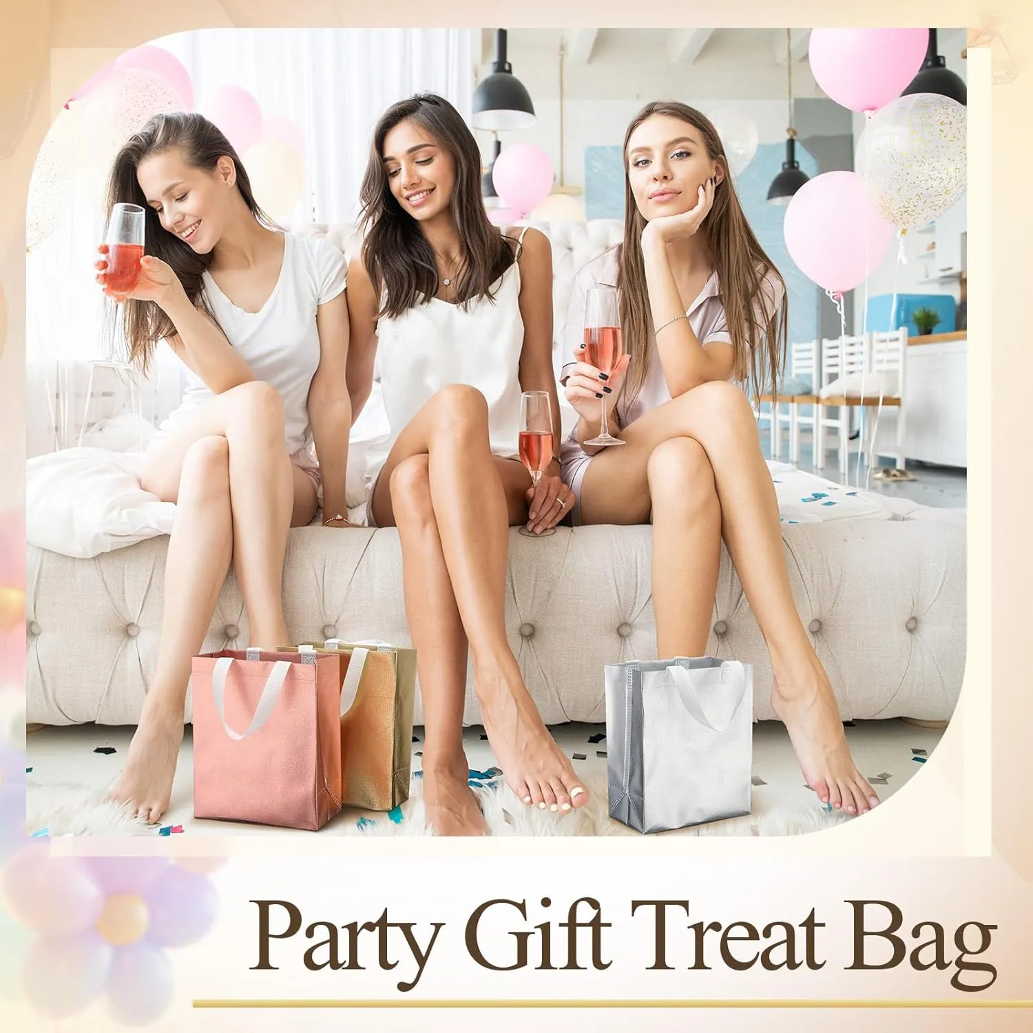 Eccliy 80 Pieces Gift Bags Set Glossy Reusable Tote with Handles Grocery Bags Bulk for Wedding, Bachelorette Party, Christmas(Medium,Gold,Silver,Rose Gold)