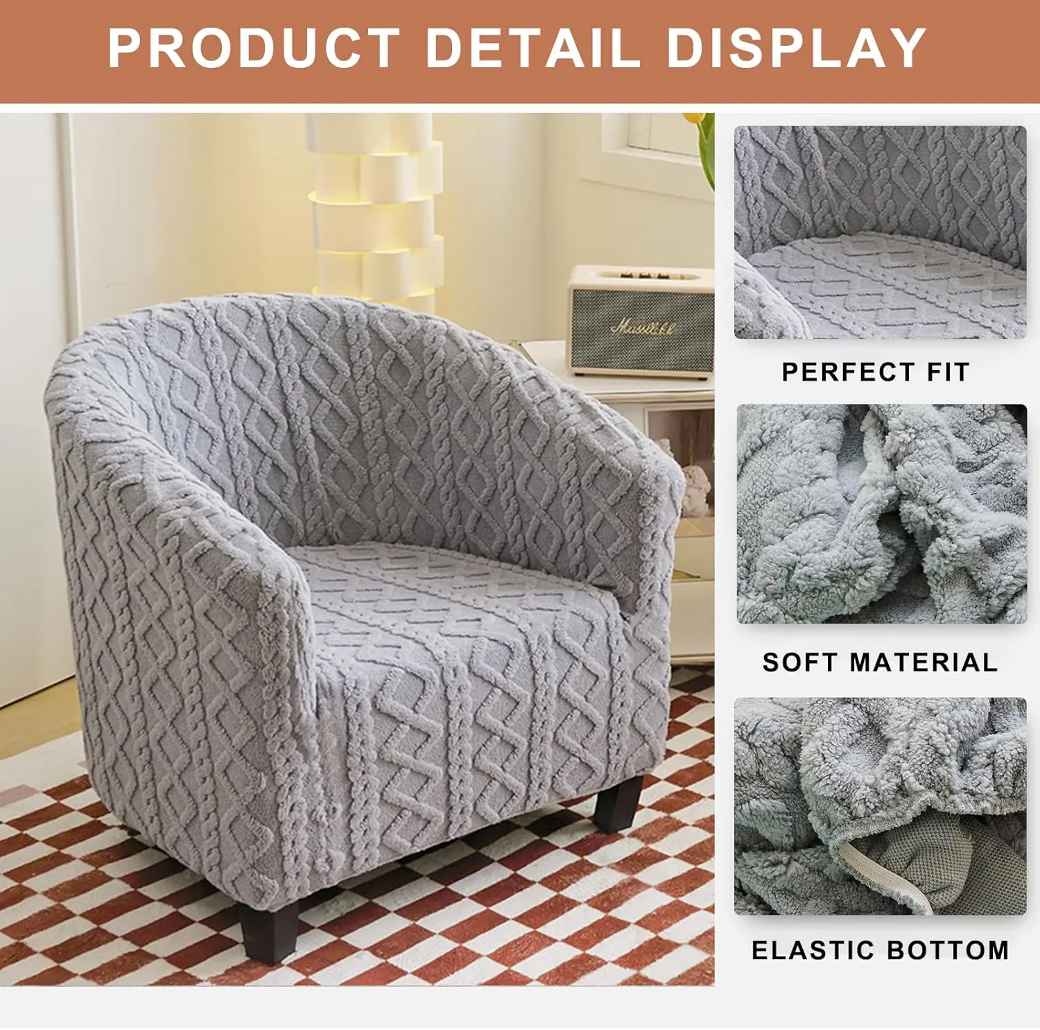 Eco-Ancheng Club Chair Slipcover - Stretch Barrel & Tub Chair Covers - Armchair & Sofa Cover - Removable Couch Protector for Living Room,07