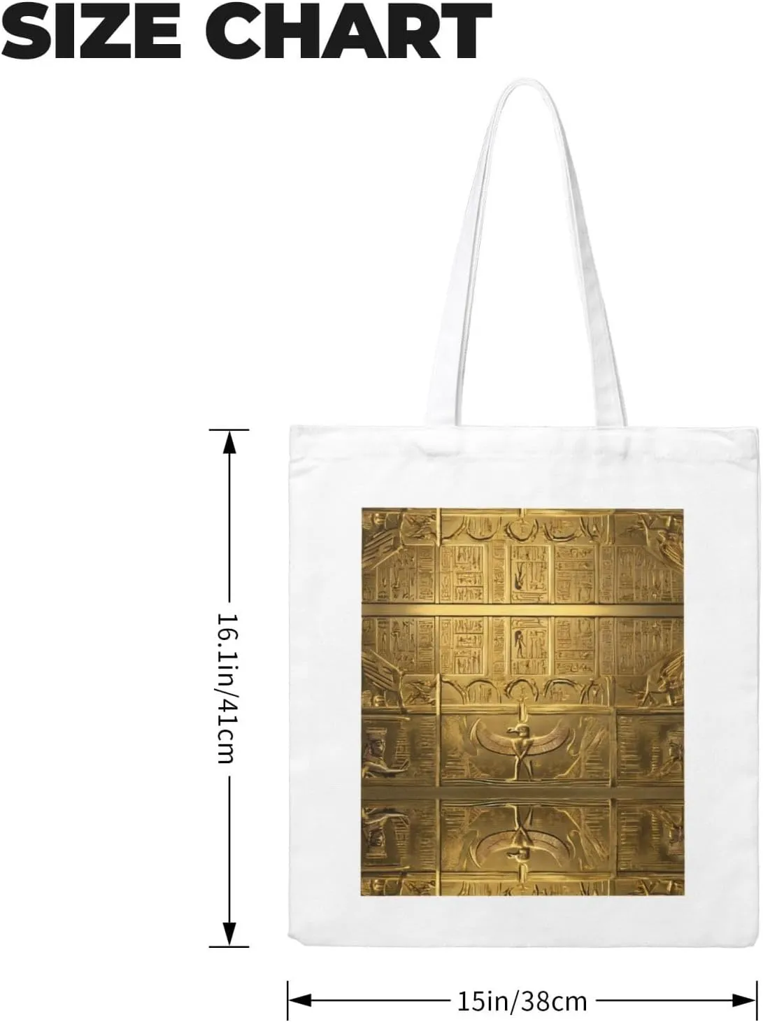 Egypt Hieroglyphics Print Canvas Shopping Bag Reusable Eco-Friendly Handbag With Large Capacity For Everyday Use