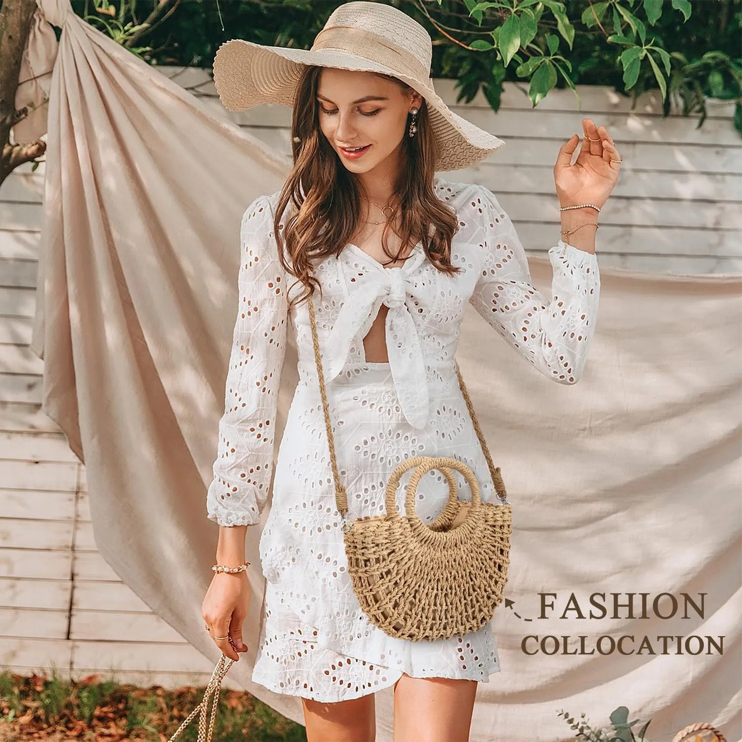 EIMMBD Straw Bags for Women Straw Clutch Purses Beach Crossbody Tote Bags Handbag