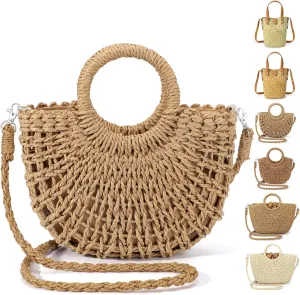 EIMMBD Straw Bags for Women Straw Clutch Purses Beach Crossbody Tote Bags Handbag