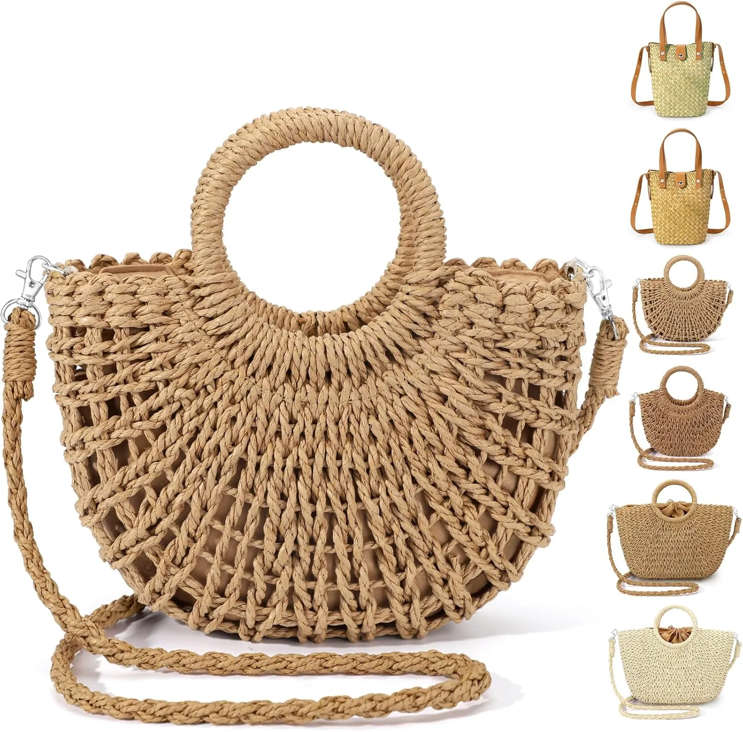 EIMMBD Straw Bags for Women Straw Clutch Purses Beach Crossbody Tote Bags Handbag