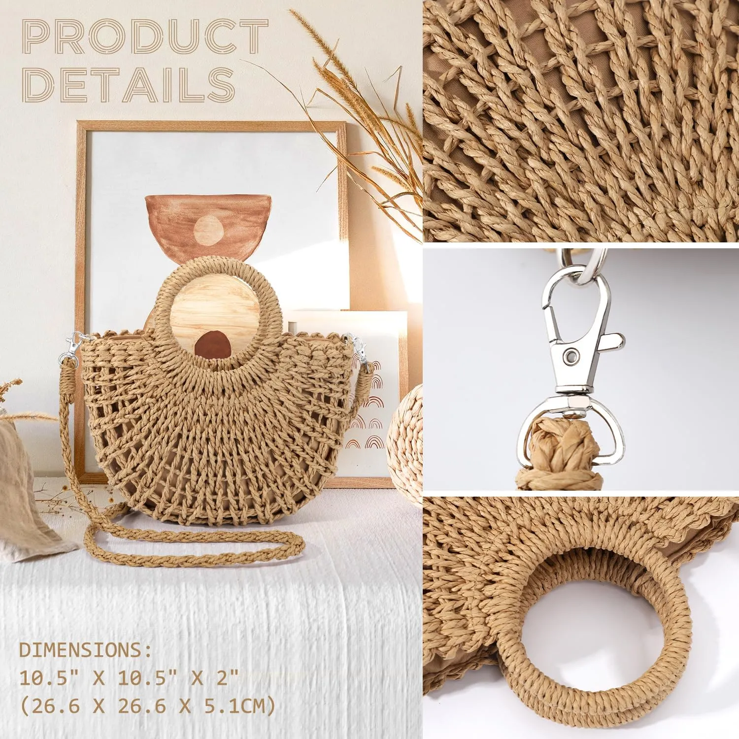 EIMMBD Straw Bags for Women Straw Clutch Purses Beach Crossbody Tote Bags Handbag