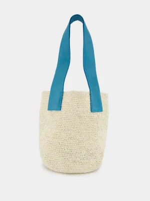 El Viajero Mini Straw Turquoise Leather Bag