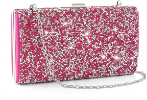 ELABEST Glitter Evening Clutch Bag Double Sided Diamond Bag Crossbody Purse Wedding Party Bag for Women