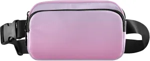 Elegant Blue Light Coral Pink Gradient Fanny Packs for Women Waterproof Large Hip Belt Bag Cute Crossbody Waist Bag