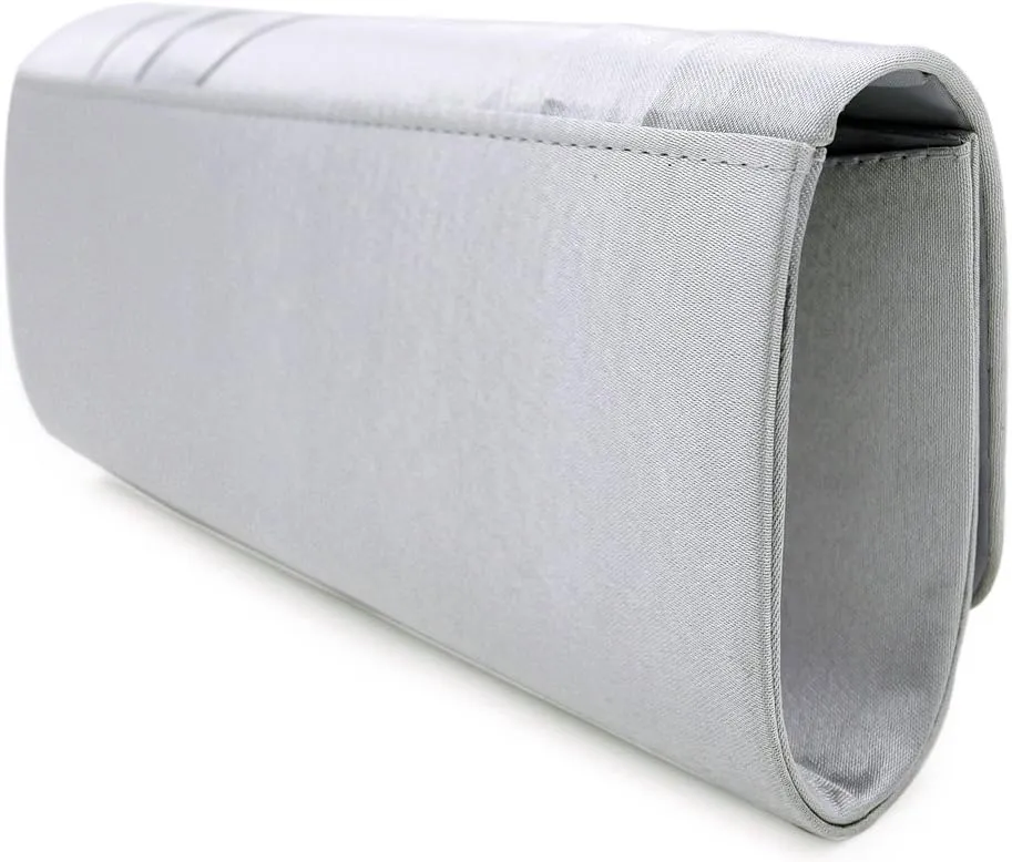 Elegant Classic Solid Satin Pleated Satin Flap Clutch Evening Bag Handbag