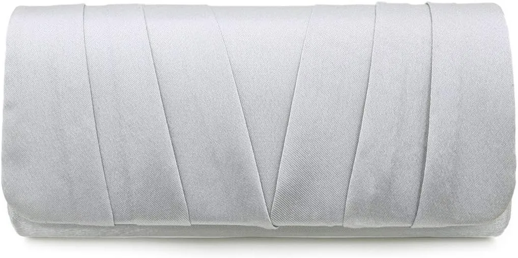 Elegant Classic Solid Satin Pleated Satin Flap Clutch Evening Bag Handbag