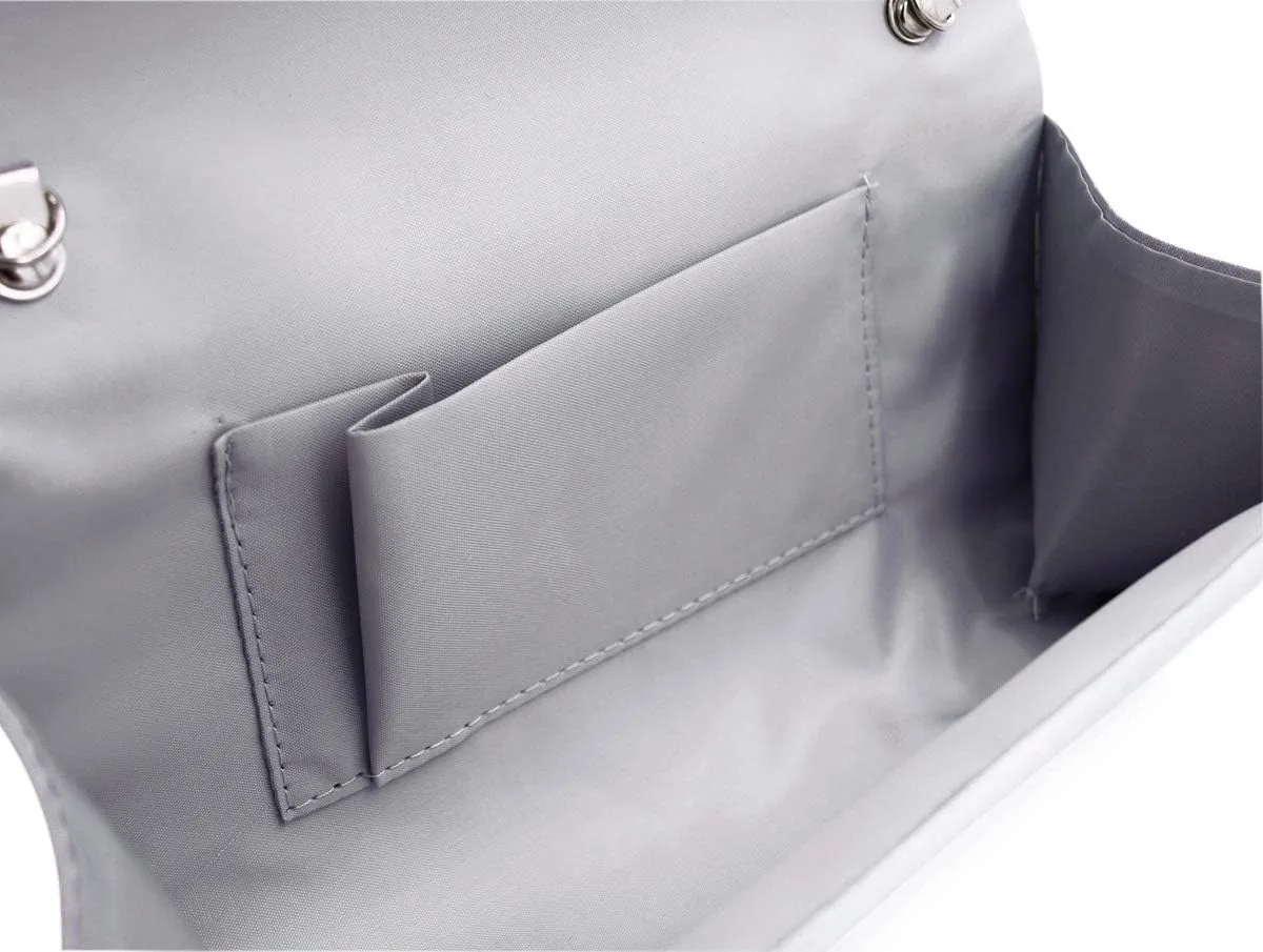 Elegant Classic Solid Satin Pleated Satin Flap Clutch Evening Bag Handbag