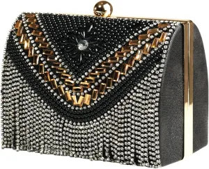 Elegant Clutch Purse for Women Evening Glitter Luxury Chain Crossbody Bag Tassel Handbag for Wedding Party Prom Formal