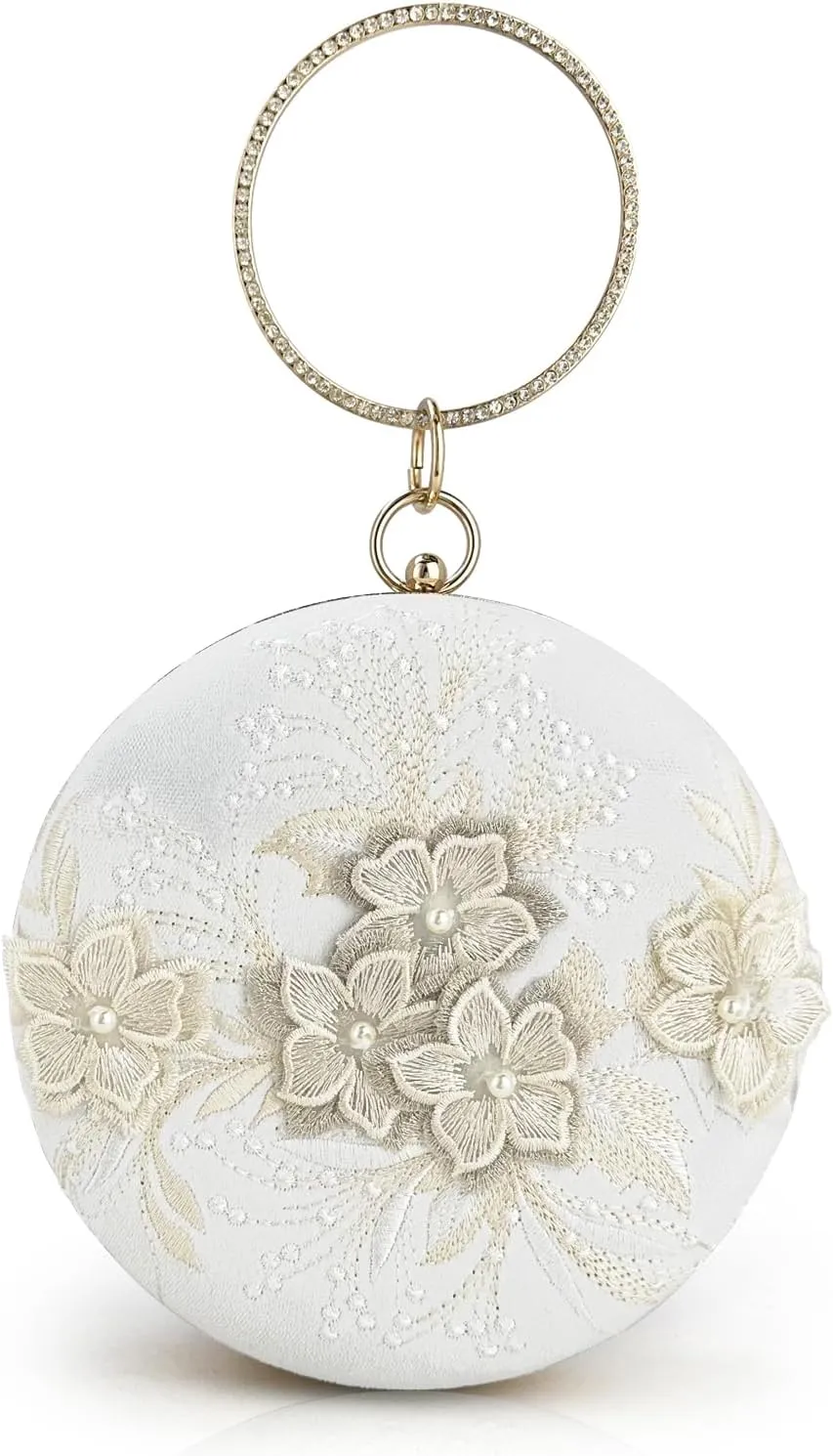 Elegant flower Embroidery Round Dinner Bag – Chic Evening Clutch for Women’s Banquets, Weddings, and Social Events