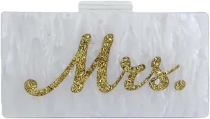 Elegant Ladies Acrylic Evening Bag MRS Wedding Clutch Bridal Purse Marble Chain Shoulder Bag for Banquet Prom Party