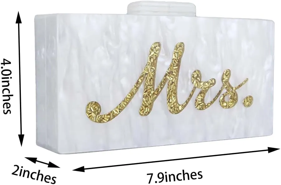 Elegant Ladies Acrylic Evening Bag MRS Wedding Clutch Bridal Purse Marble Chain Shoulder Bag for Banquet Prom Party