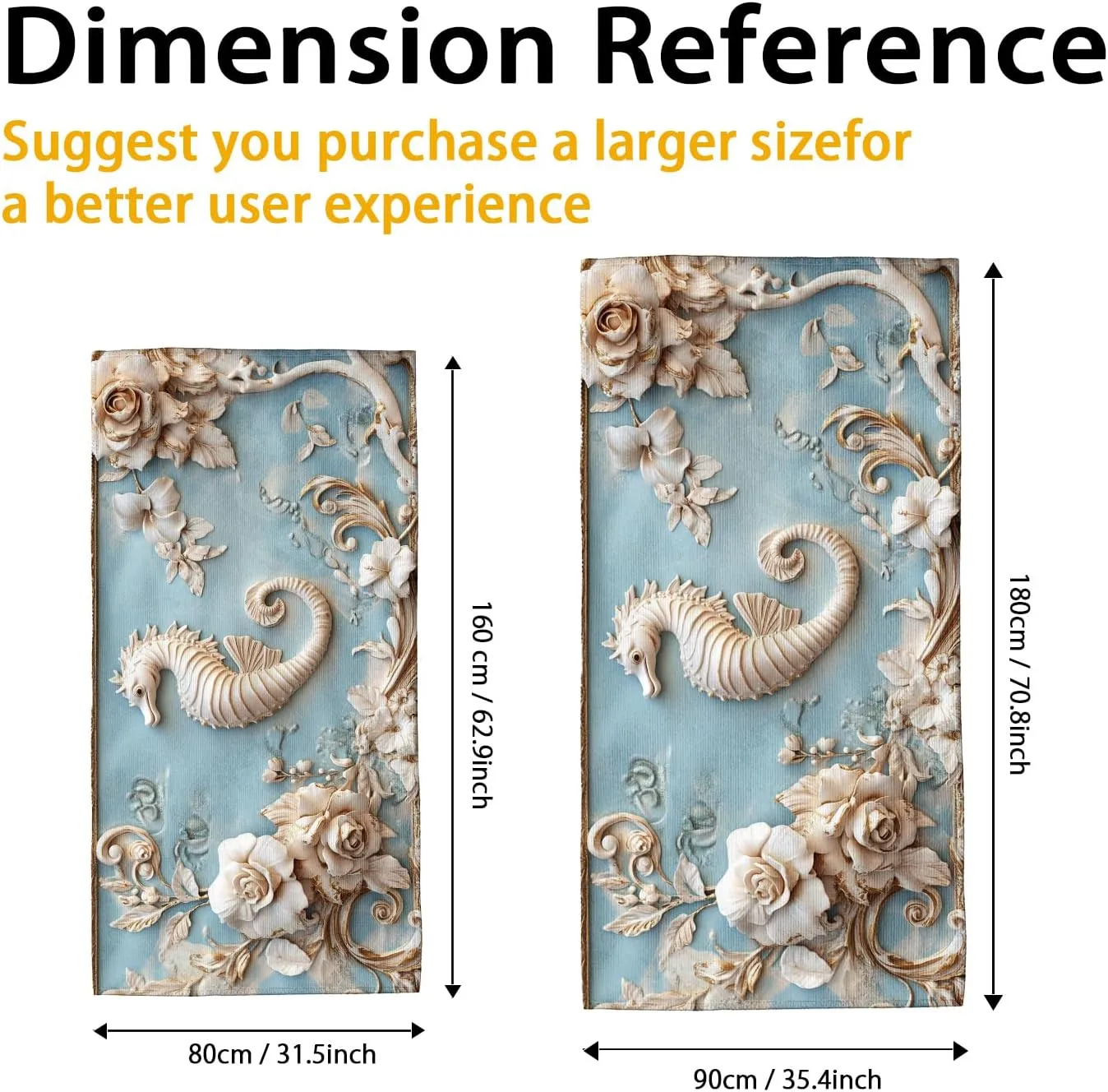 Elegant Seahorses Microfiber Beach Towel Blue Floral Design Quick Dry Absorbent Sand Free Oversized Lightweight Beach Blanket Ideal for Outdoor Travel Pool Picnic Essentials 62x31 Inch