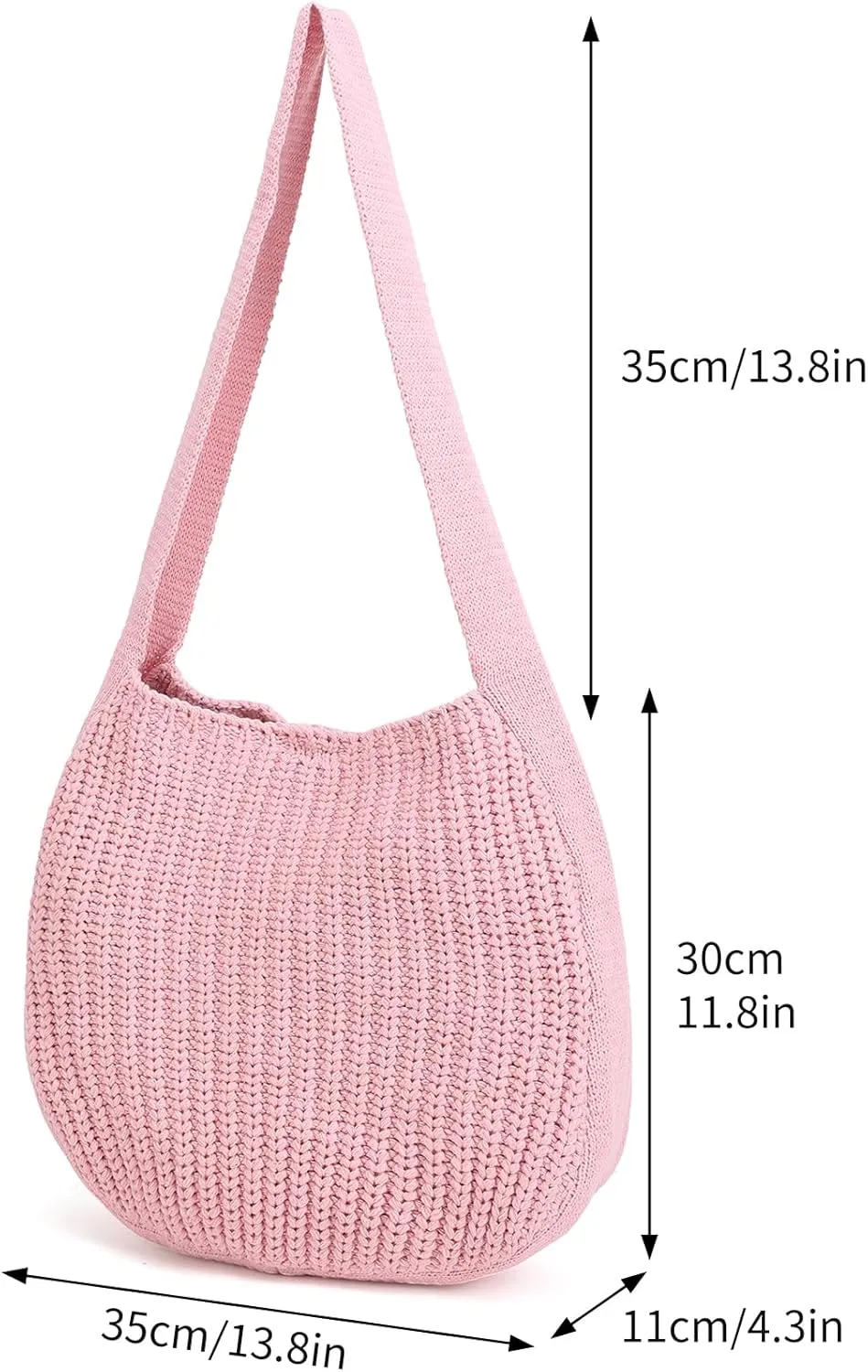 ENBEI Women's Crochet Tote Bag Knit Shoulder bag,Aesthetic Bag,Cute Eco-Friendly Tote for Travel,Daily Use,Gift Box Packaging