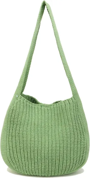 ENBEI Women's Crochet Tote Bag Knit Shoulder bag,Aesthetic Bag,Cute Eco-Friendly Tote for Travel,Daily Use,Gift Box Packaging
