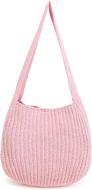ENBEI Women's Crochet Tote Bag Knit Shoulder bag,Aesthetic Bag,Cute Eco-Friendly Tote for Travel,Daily Use,Gift Box Packaging