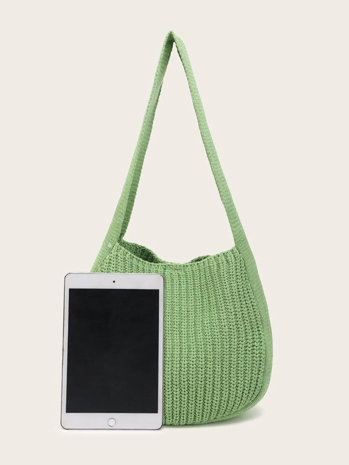 ENBEI Women's Crochet Tote Bag Knit Shoulder bag,Aesthetic Bag,Cute Eco-Friendly Tote for Travel,Daily Use,Gift Box Packaging