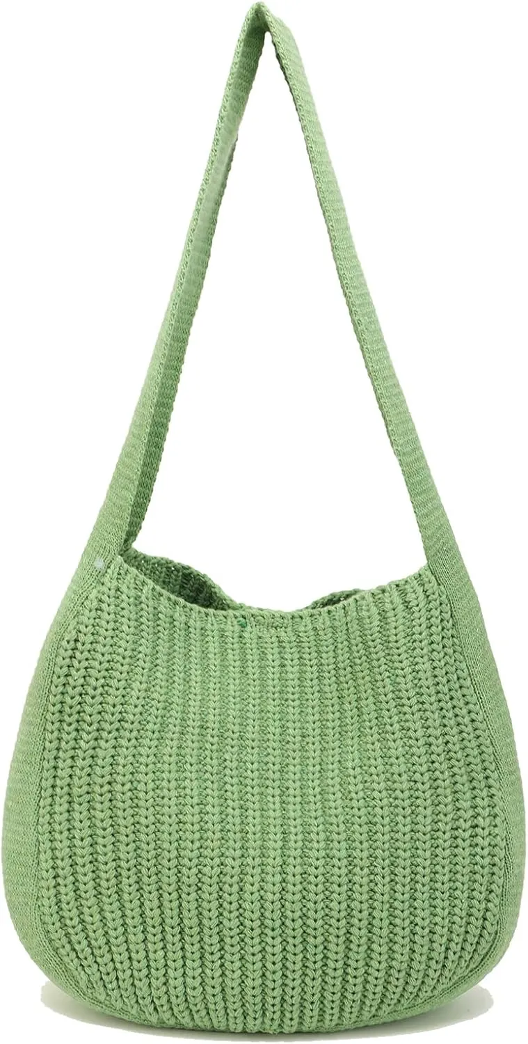 ENBEI Women's Crochet Tote Bag Knit Shoulder bag,Aesthetic Bag,Cute Eco-Friendly Tote for Travel,Daily Use,Gift Box Packaging