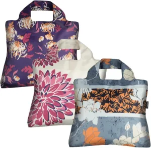 Envirosax Reusable Grocery Bags- Set of 3 Oriental Spice, Foldable Quality Shopping Tote Bag, Eco-Friendly Polyester, Waterproof and Machine Washable. For Shopping, Travel, Arts, Crafts, Multi Use