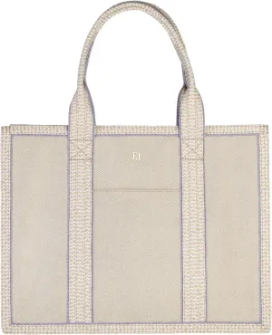 Eric Javits Cote D'Azur Tote Bag - Canvas & Squishee Straw Beach Bags for Women with Zip Pouch & 3 Outer Pockets