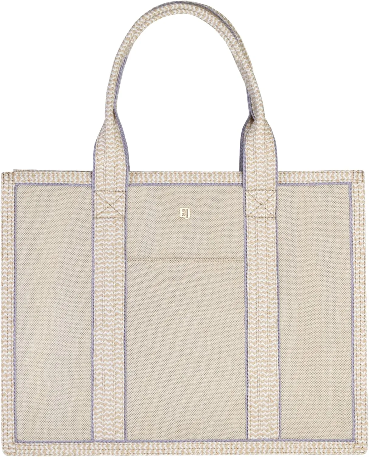 Eric Javits Cote D'Azur Tote Bag - Canvas & Squishee Straw Beach Bags for Women with Zip Pouch & 3 Outer Pockets