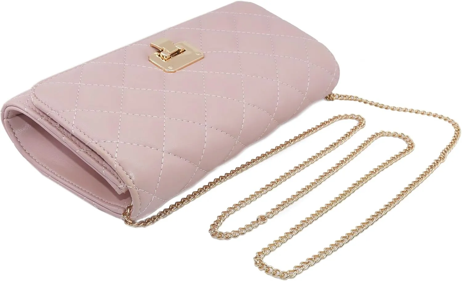 Evening Bag Small Quilted Clutch Purse Vegan Leather Classic Elegant Crossbody Handbag for Women Formal Wedding Party