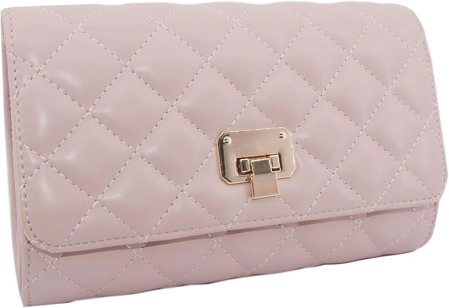 Evening Bag Small Quilted Clutch Purse Vegan Leather Classic Elegant Crossbody Handbag for Women Formal Wedding Party