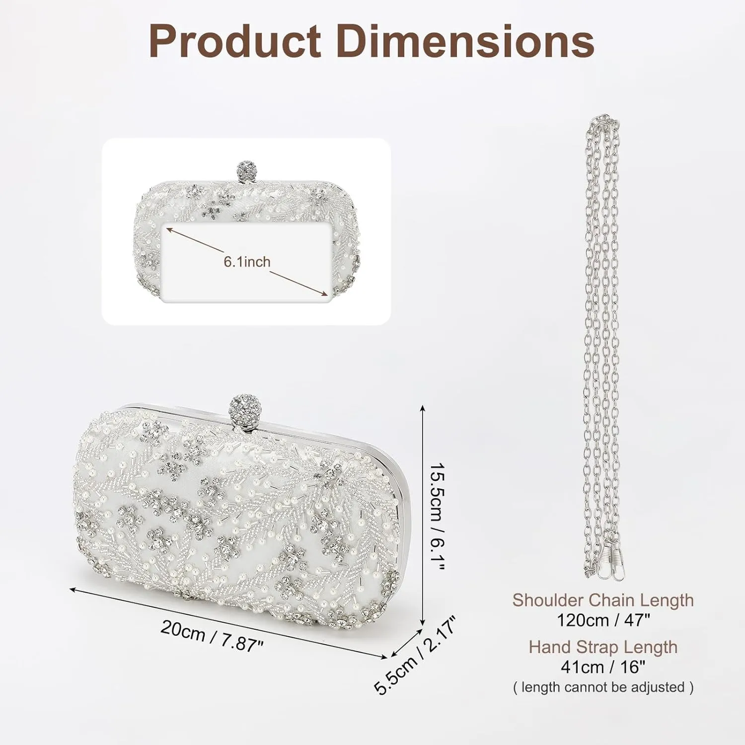 Evening Bags Clutch Purses for Women Formal, Bridal Purses Rhinestone Handbags Shoulder Bag with Chain Sparkly
