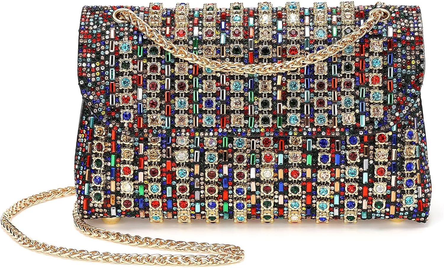 Evening Bags Clutch Purses for Women Formal, Crossbody Handbag with Chain Shoulder Crystal Rhinestone Bag Sparkly Stylish for Wedding Bride Guest Party Colorful