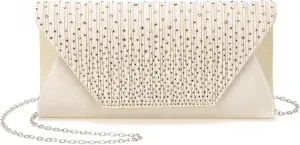 Evening Bags Clutch Purses for Women Formal, Purse Handbag Crossbody Bag Crystal Rhinestone with Chain Strap Shoulder Bag Sparkly for Wedding Guest Party Apricot