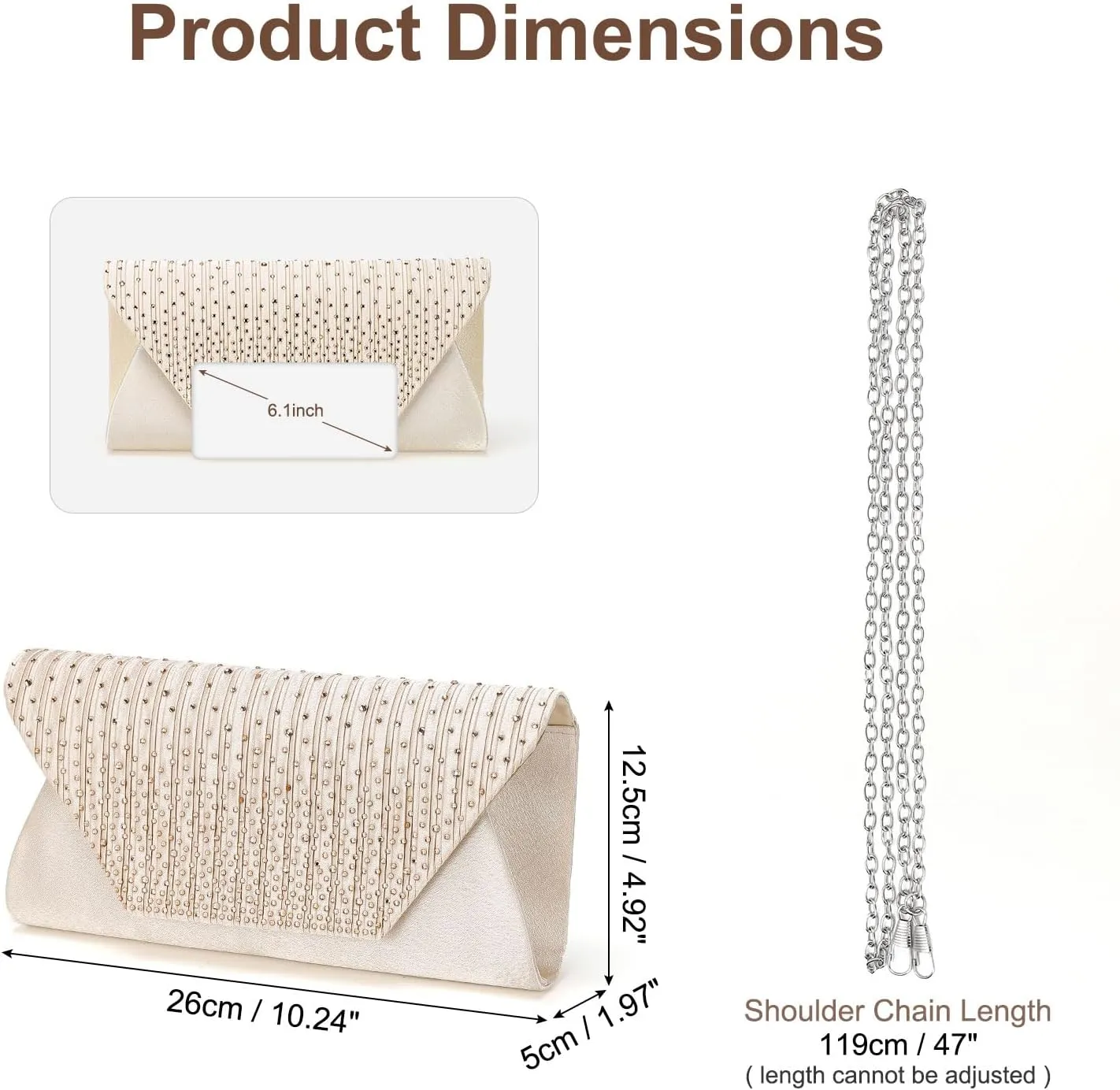 Evening Bags Clutch Purses for Women Formal, Purse Handbag Crossbody Bag Crystal Rhinestone with Chain Strap Shoulder Bag Sparkly for Wedding Guest Party Apricot