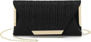 Evening Bags Clutch Purses for Women Formal, Purse Handbag Crossbody Bag with Chain Strap Shoulder Bag Sparkly for Wedding Guest Party Black
